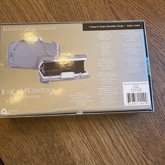 Jessica McClintock Silver Evening Clutch with Chain Strap - Picture 2 of 2